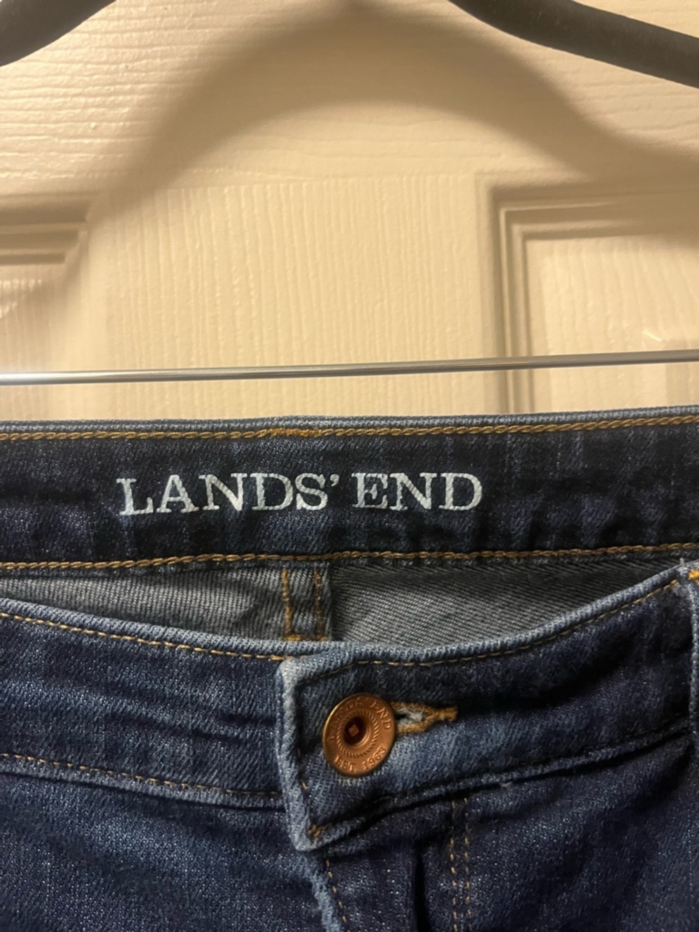 Lands' End Women's Dark Blue Boot Cut Jambes Evasees Jeans. Size 12petite - Picture 3 of 6